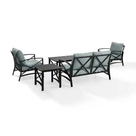 5pc Kaplan Outdoor Steel Conversation Set Mist/Bronze - Crosley image {6}