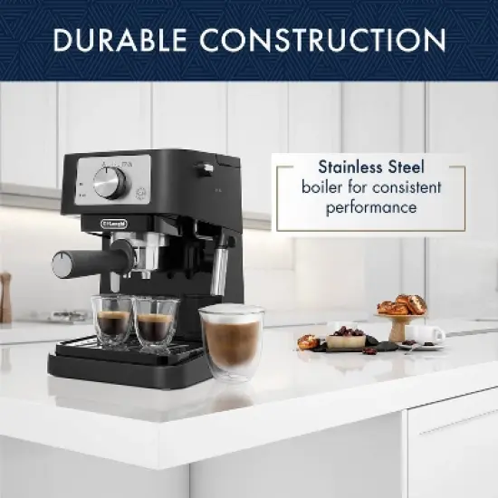 Stilosa Espresso Machine by Delonghi - EC260BK: 15-Bar Pressure, Frothing Wand, Removable Water Reservoir, Dishwasher-Safe Parts image {5}