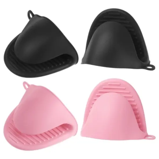 Unique Bargains Heat Resistant Kitchen Utensil Sets Silicone Oven Mitts 4 Pcs image {17}