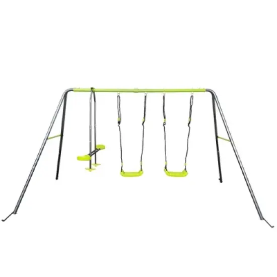Gulches Green interesting swingset with plastic safe swing set 440lbs for outdoor playground for age 3-8 years with face to face without tee image {1}