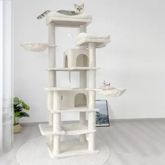 Whisen 6-Level Cat Tree & Tower with Removable Cushions, Sisal Scratching Posts, Hideaways, and Hammocks image {1}