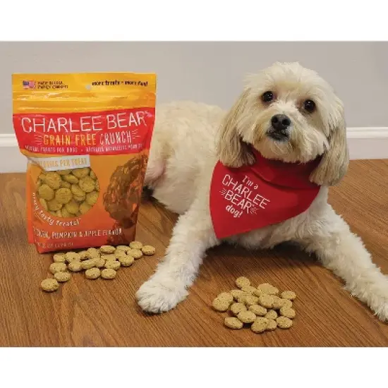 Charlee Bear Crunch Chicken, Pumpkin & Apple Flavor Dog Treat (2 Pack) - 8 oz image {1}
