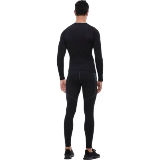 Anna-Kaci Active Men's Long Sleeve Athletic Compression Shirt with Crew Neckline and Stretch Fit Performance Fabric image {6}