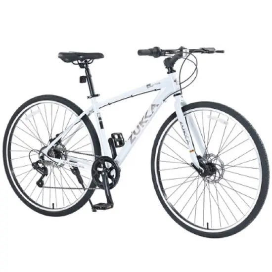 INFURNIC 7-Speed Hybrid Bike Double Disc Brakes Perfect for Men Women for City Streets Paths, White, 27.1"*41.7"*70.8" image {4}