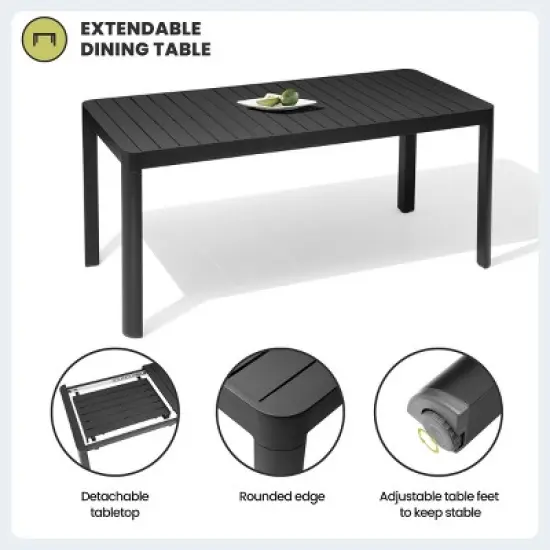 Crestlive Products 4-6 Person Aluminum Outdoor Dining Set Rectangular Expandable Dining Table with chairs Waterproof Rust-Proof All Weather image {8}