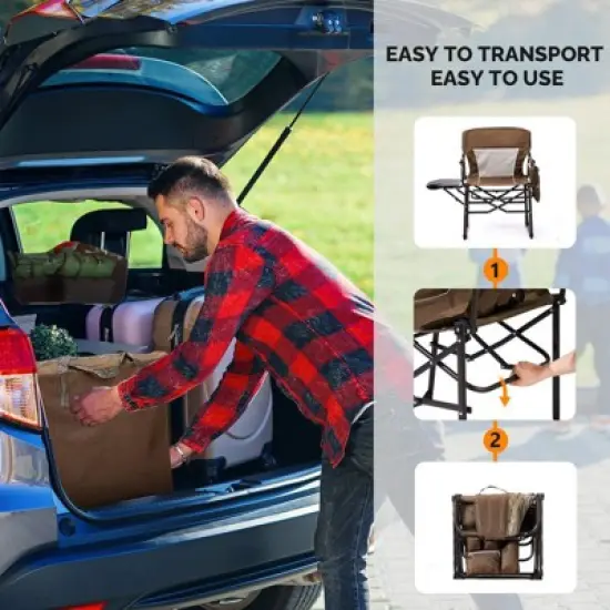 Karl Home Brown Metal Folding Beach Chair(Set of 1) image {5}