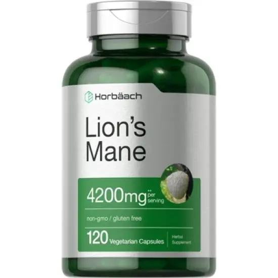 Horbaach Lions Mane Mushroom Extract 4200mg | 120 Capsules image {3}