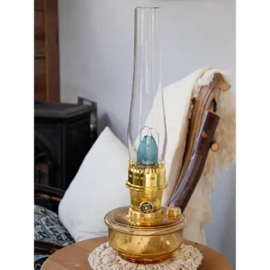 Aladdin Genie III Oil Lamp, Indoor Emergency Lighting for Shelf, Table or Hanging, Glass Bowl with Brass or Nickel Burner image {2}