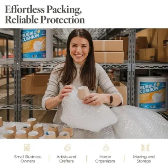 Bubble Cushion Wrap &ndash; 12"x175FT 1, 2 & 4 Pack, Perforated Every 12", Eco-Friendly, Lightweight, Extra Protection for Moving & Shipping image {2}