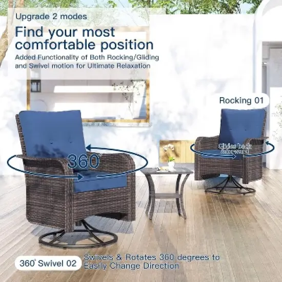 ALAULM 13PCS Outdoor Patio Furniture Set,Rattan Sectional Sofa Patio Conversation Sets with Gas Propane Fire Pit Table image {8}