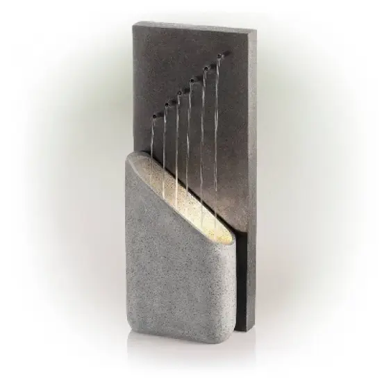 40" Resin Tranquil Infinity Fountain with 6 LED Lights Gray - Alpine Corporation image {2}