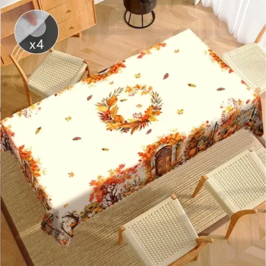 LOVEVOOK Fall Tablecloth, Pumpkin Tablecloth, Thanksgiving Table Cover for Party Dining Picnic Table Decorations image {12}