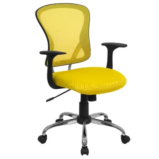 Emma and Oliver Mid-Back Mesh Swivel Task Office Chair with Chrome Base and Arms image {13}