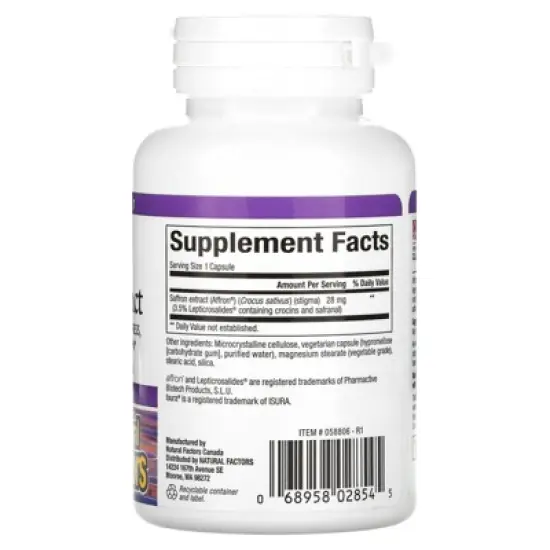 Natural Factors Stress-Relax, 100% Pure Saffron Extract, 30 Vegetarian Capsules image {1}