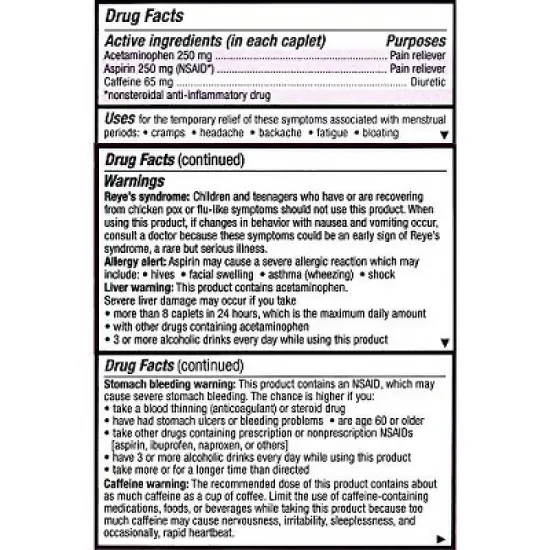 Pamprin Maximum Strength Max Pain and Energy Formula Menstrual Period Symptoms 24 Caplets image {1}