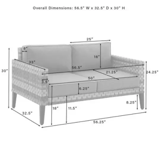 Prescott Outdoor Wicker Loveseat - Blue/Brown- Crosley image {10}