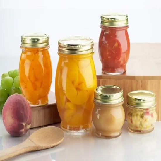 Amici Orto Preserving Canning Jars, Airtight, Italian Made Food Storage Jar, Clear with Metal Screw-On Golden Lids, 6-Piece image {2}