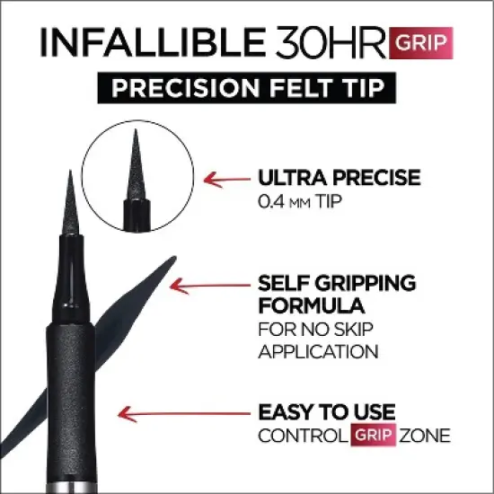 L'Oreal Paris Infallible Grip Precision Felt Tip Waterproof Eyeliner - 0.034 fl oz image {3}