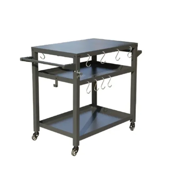 CLIHOME Outdoor 3-Shelf Grill Table,Stainless Steel Grill Cart Outdoor with Wheels image {8}
