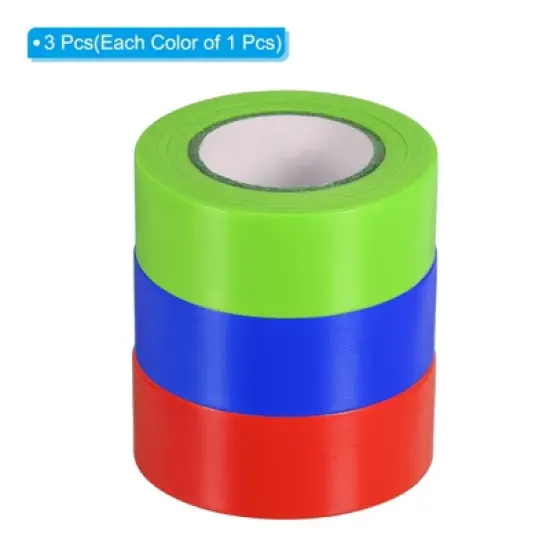 Unique Bargains PVC Non-Adhesive Flagging Tapes for Tree Survey Boundaries 3 Pcs image {2}