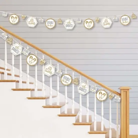 Big Dot of Happiness It's Twins - Gold Twins Baby Shower DIY Decorations - Clothespin Garland Banner - 44 Pieces image {1}