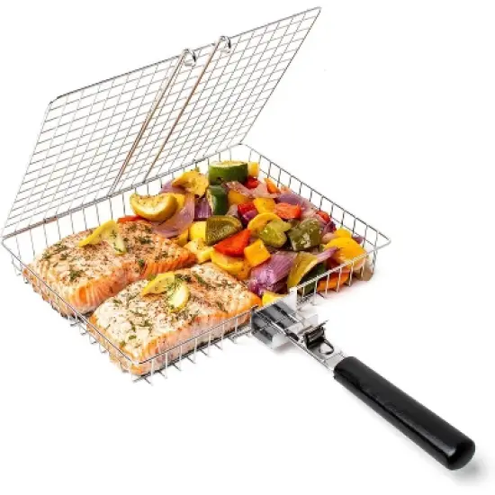 Attop Grill Basket Set, Barbecue BBQ Grilling, Stainless Steel Folding Portable Outdoor Camping Rack image {7}