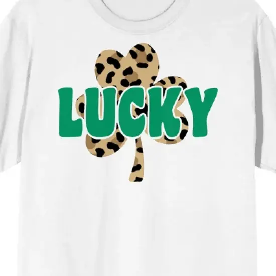 St Pats Lucky Cheetah Crew Neck Short Sleeve Women's White T-shirt image {1}
