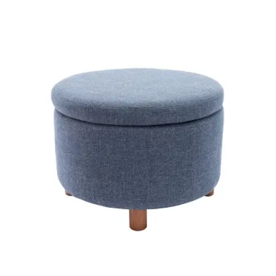 Large Round Storage Ottoman with Lift Off Lid - WOVENBYRD image {13}