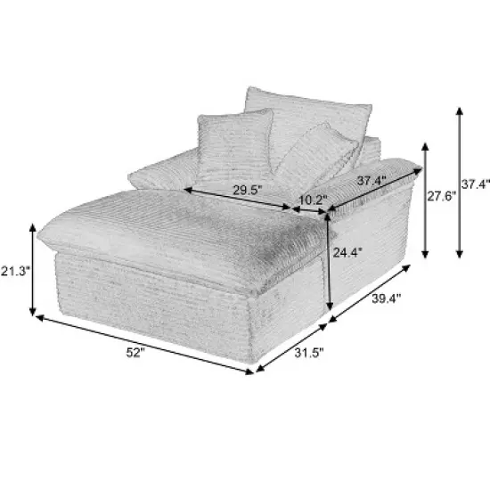 Dolonm 52 in. Modern Single Seat Sofa with Footrest - Wide Lounge Chair, Foam & Spring Cushioned for Living Room, Office image {3}