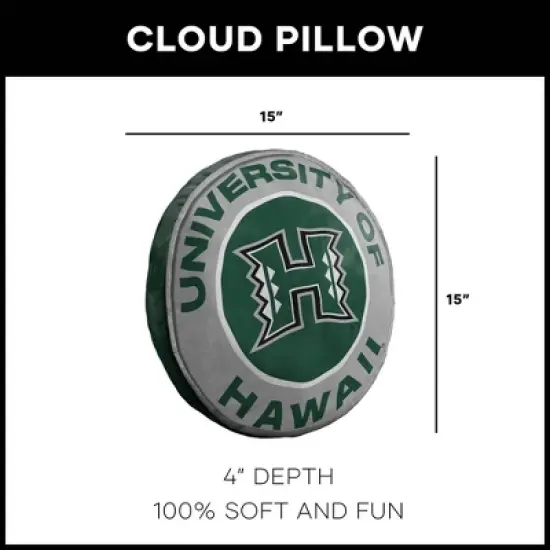 15" NCAA Hawaii Rainbow Warriors Cloud Pillow: Sports Team Logo Plush image {1}