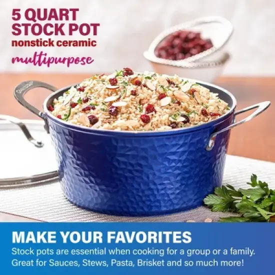 Granitestone Blue 10 Piece Hammered Aluminum Nonstick Cookware Set image {6}