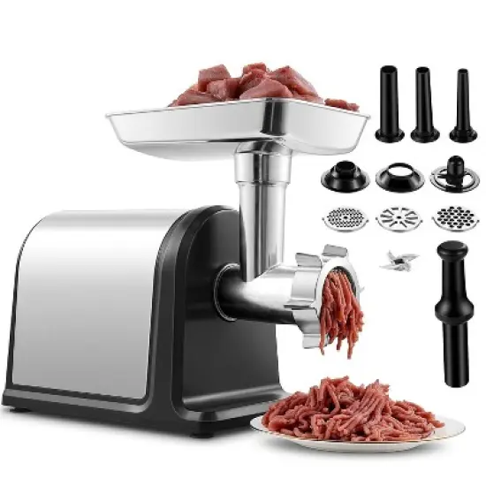3000W Electric Meat Mincer, Grind 2 lbs/min, Heavy-Duty Multipurpose Stainless Steel Meat Grinder with 3 Grinding Plates, 3 Sausage Tubes & Kubbe Kit image {9}