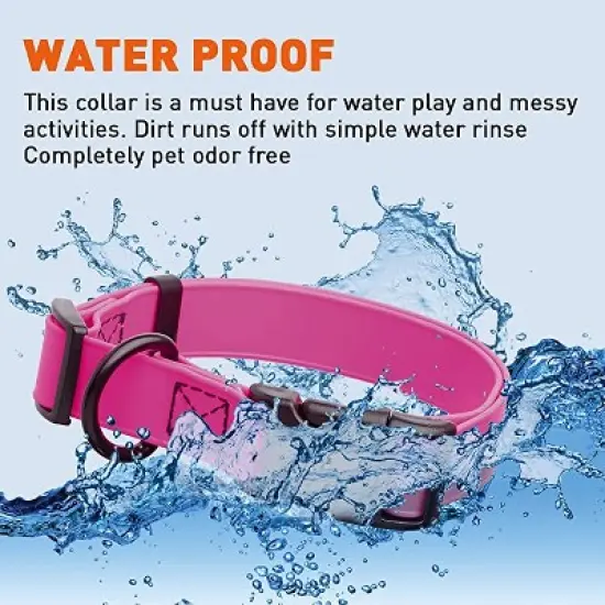 Dogline Biothane Waterproof Collar with QR Buckle Pink image {3}