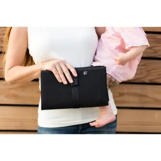 J.L. Childress Full Body Changing Pad Black Crosshatch image {1}