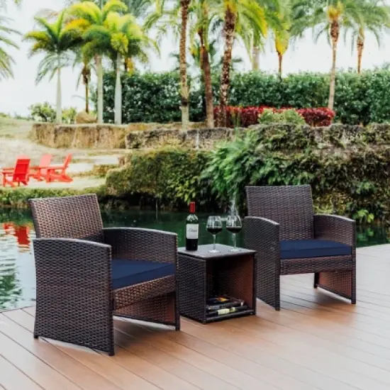 Nestl 3 Piece Patio Furniture Wicker Conversation Set image {8}