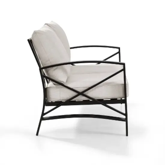Kaplan Outdoor Metal Loveseat - Oatmeal/Bronze - Crosley image {4}