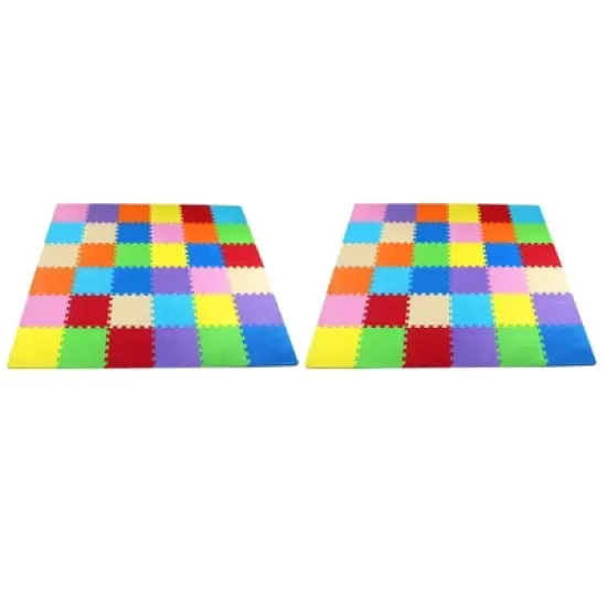 BalanceFrom 0.4 Inch Thick Large Non Slip Interlocking EVA Foam Puzzle Home Floor Play Mat Set w/ Edges & in 9 Colors, Covers 36 Square Feet (2 Pack) image {6}