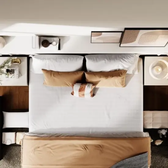 Full Size Platform Bed Frame with Storage - Grey Fabric Upholstered, 3 Drawers, Noise-Free Wood Slats Support, No Box Spring Needed, Easy Assembly image {8}