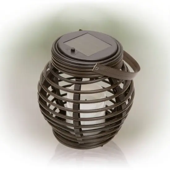 Solar Outdoor Lantern with Shepherd Hook Stake Brown - Alpine Corporation image {3}