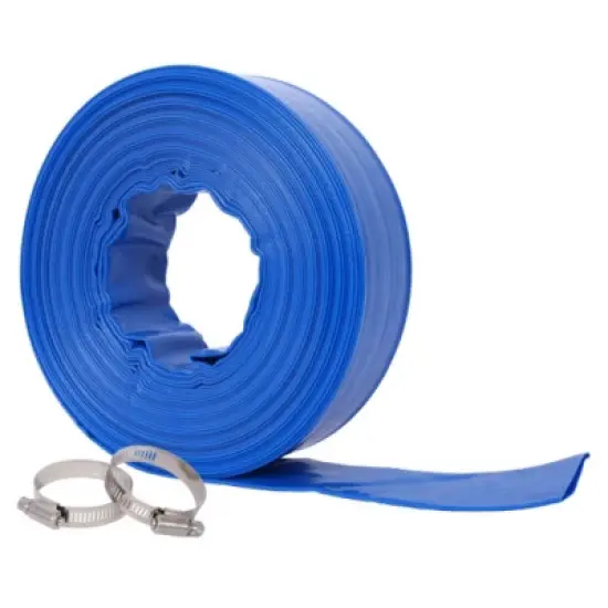 Syemin Drip Irrigation 100Ft Heavy Duty Reinforced Pool Backwash Hose for Swimming Drain Pools Water Discharge with Aluminum Camlock, Blue, 2"*2"*2" image {5}