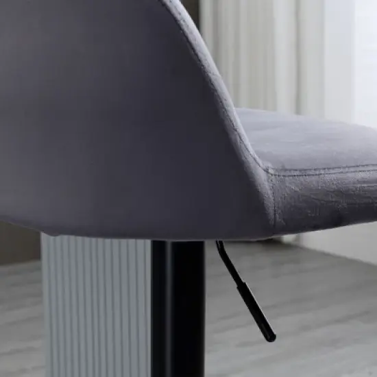 HOMCOM Adjustable Bar Stools Set of 2, Velvet Counter Height Barstool, Upholstered Kitchen Stool with Swivel Seat, Steel Frame, Footrest, &lrm;Gray image {5}