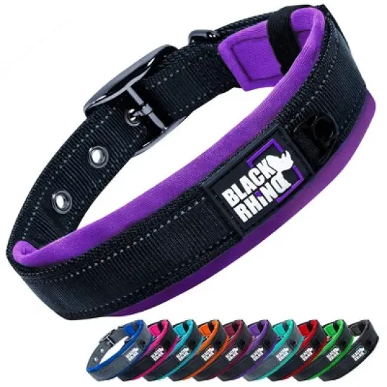 Black Rhino Ultra Soft Neoprene Padded Dog Collar - X Large - Black image {11}