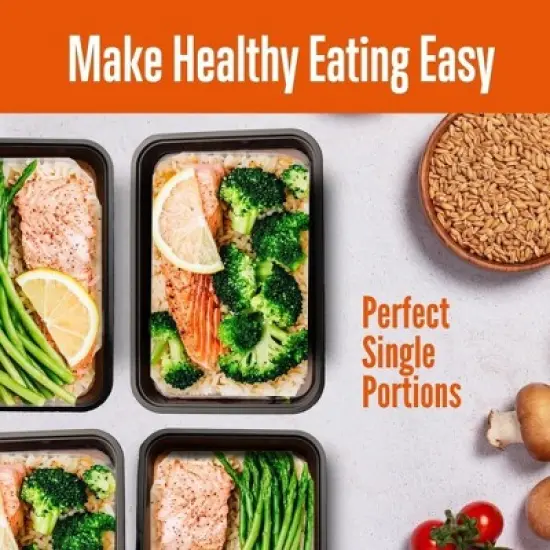 SQUATZ 50 Meal Prep Containers with Lids for Adults - Black image {6}