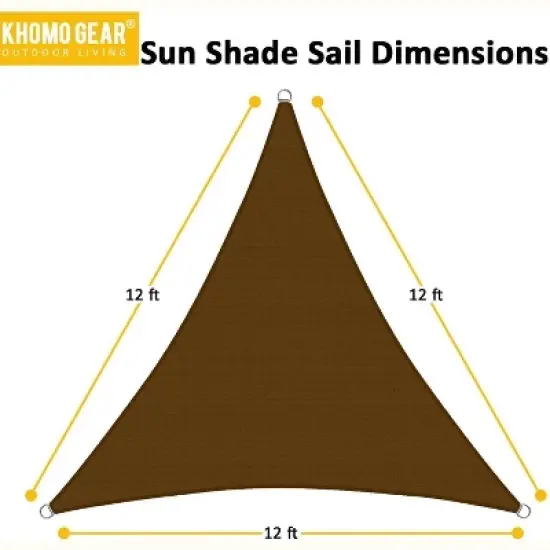 Sun Shade Sail Canopy UV Block &ndash; Waterproof Outdoor Shelter for Patio, Deck, Garden - Brown - 12X12X12 image {2}