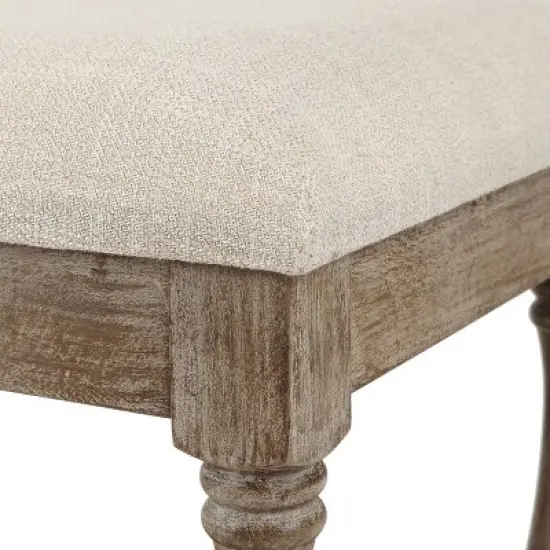 LuxenHome Upholstered Beige Linen Entryway and Bedroom Bench. image {3}