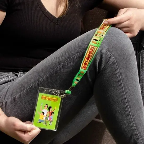 Bob's Burgers Logo and Cheeseburger Anatomy Lanyard Clear ID Badge Holder image {4}