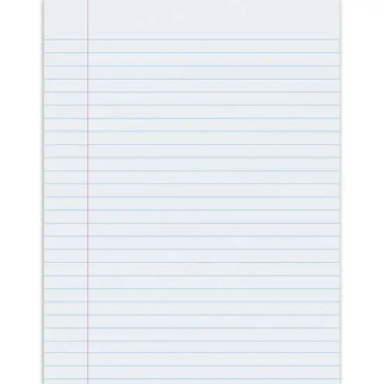 Pacon Composition Paper, White, Red Margin, 3/8" Ruled, 8-1/2" x 11", 500 Sheets image {1}