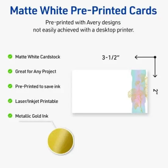 Avery Rectangle Business Cards, Floral Design, 2" x 3.5" image {1}