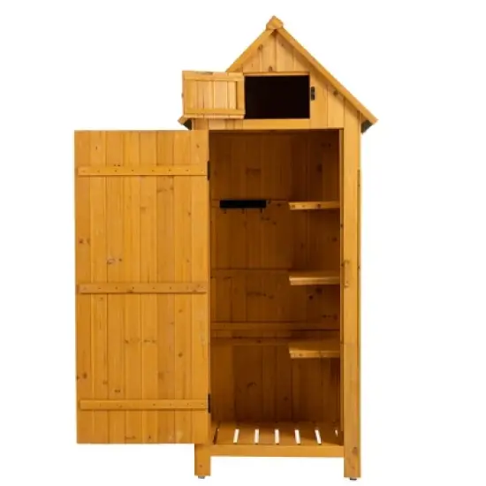 Gulches 30.3"L X 21.3"W X 70.5"H Outdoor Storage Cabinet Tool Shed Wooden Garden Shed  Natural image {11}