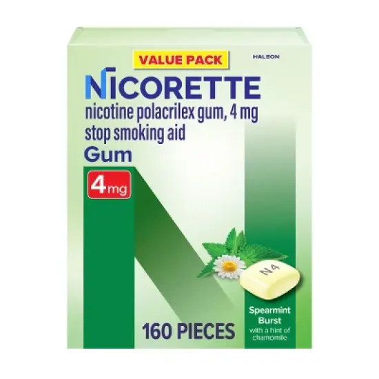 Nicorette 4mg Stop Smoking Aid Nicotine Gum - Spearmint Burst - 160ct image {9}